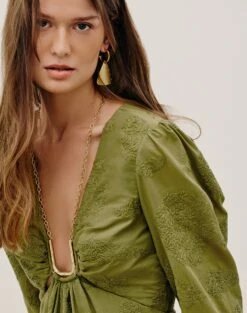 Amelie Midi Dress - Avocado 10 Amelie Midi Dress - Avocado -FemmeFab Shop AMELIE DETAIL MIDI DRESS DETAIL