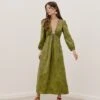 Amelie Midi Dress - Avocado 2 Amelie Midi Dress - Avocado -FemmeFab Shop AMELIE DETAIL MIDI DRESS FRONT