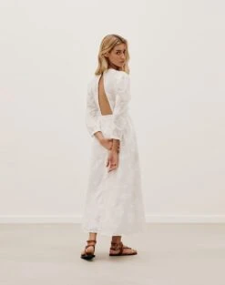 Amelie Midi Dress - Off White 10 Amelie Midi Dress - Off White -FemmeFab Shop AMELIEDETAILMIDIDRESS BACK