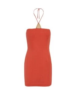 Amora Detail Short Dress - Tomato 10 Amora Detail Short Dress - Tomato -FemmeFab Shop AMORADETAILSHORTDRESS FLAT