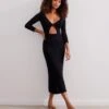 Anna Midi Dress - Black -FemmeFab Shop ANNAMIDIDRESS front