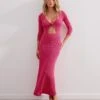 Anna Midi Dress - Pink -FemmeFab Shop ANNAMIDIDRESS front 81fffc01 d74e 42e7 8db3 d8108b0f29dc