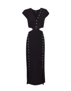 Angelina Detail Long Dress - Black -FemmeFab Shop AngelinaDetailLongDress flat