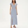 Angelina Detail Long Dress - Blue Jeans -FemmeFab Shop AngelinaDetailLongDress front 1