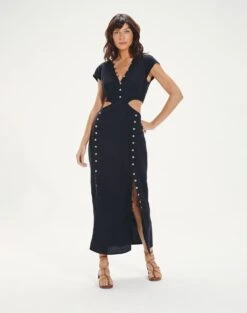 Angelina Detail Long Dress - Black -FemmeFab Shop AngelinaDetailLongDress front fdde46df 0234 450d ac00 d70d1dc75c53