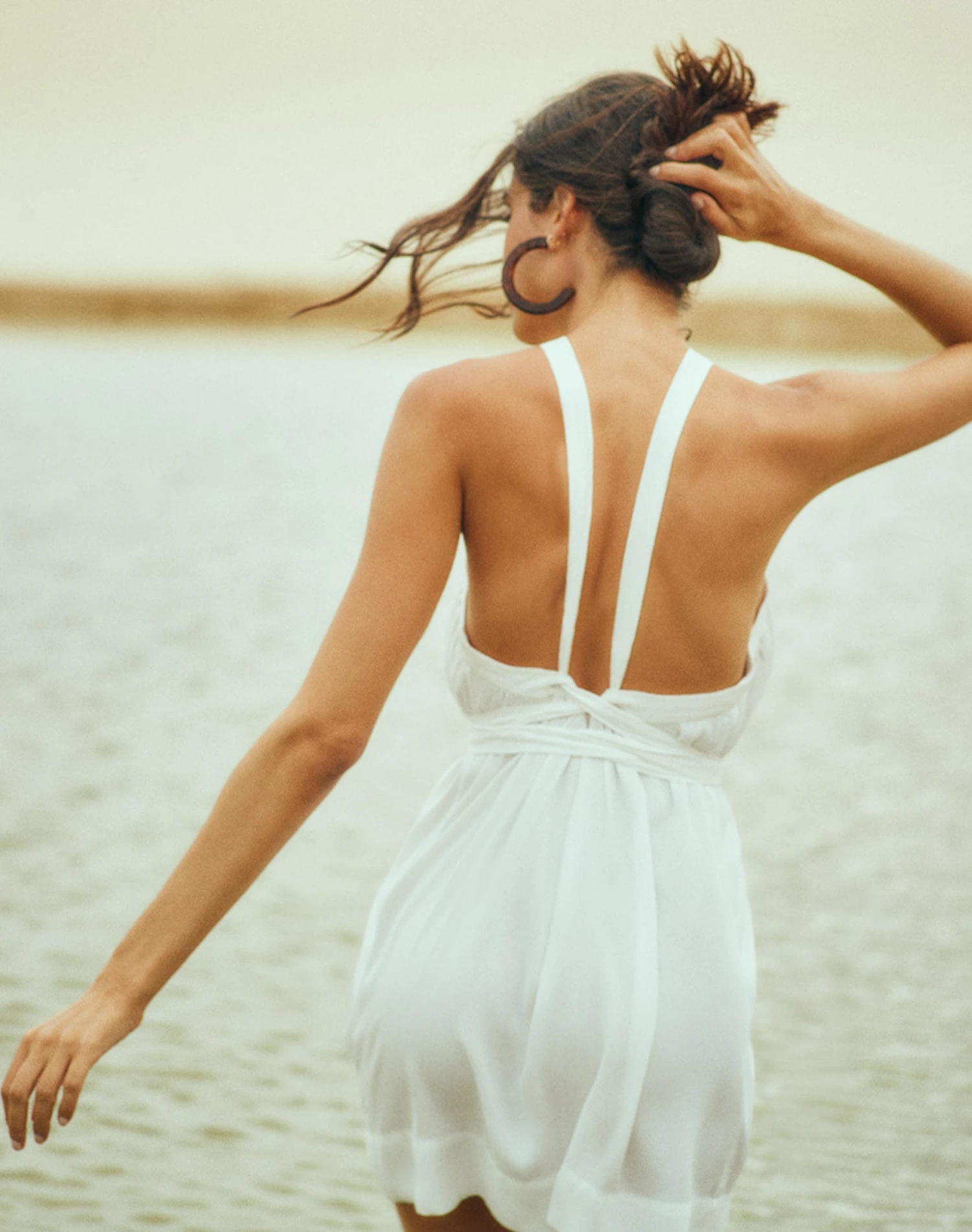 Audrey Detail Short Dress - Off White 5 Audrey Detail Short Dress - Off White - Image 3