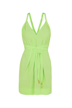 Audrey Detail Short Dress - Lime -FemmeFab Shop AudreyDetailShortDress flat