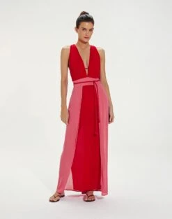 Brigite Detail Long Cover Up - Red Pepper