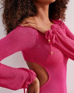 Catherine Short Dress - Pink -FemmeFab Shop CATHERINESHORTDRESS detail