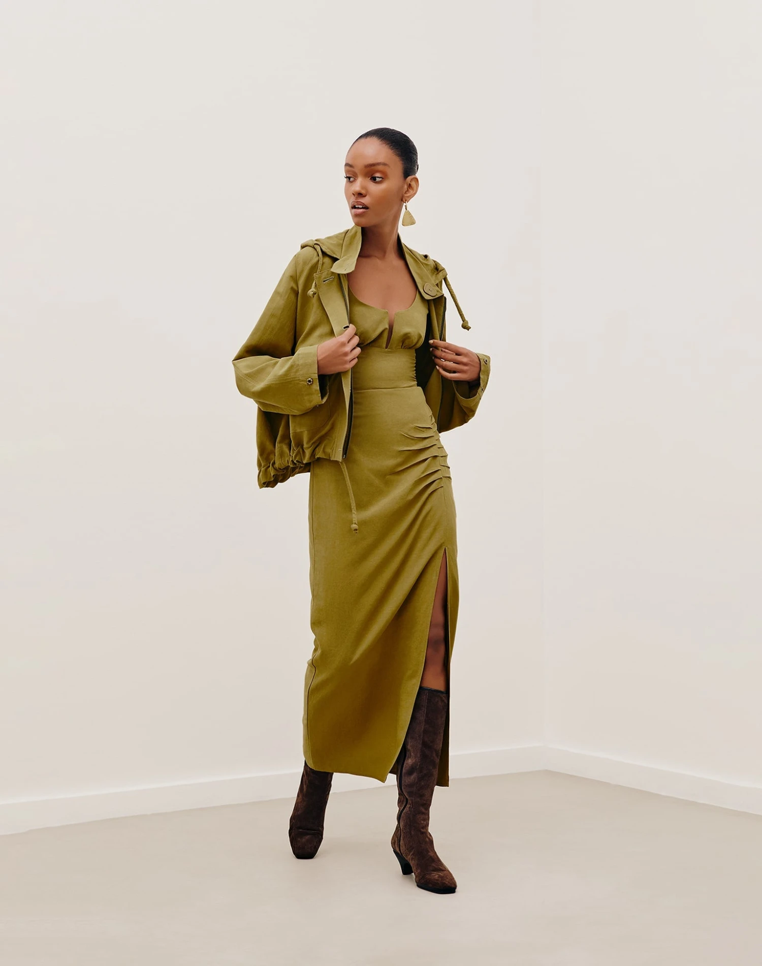 Clara Long Skirt - Avocado 4 Clara Long Skirt - Avocado - Image 2