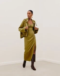 Clara Long Skirt - Avocado 13 Clara Long Skirt - Avocado -FemmeFab Shop CLARALONGSKIRT FRONT 2 b2806a7a 6210 45bd 9114 b69c47cf9216