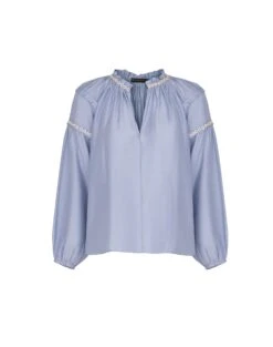 Cami Detail Long Sleeve Blouse - Blue Jeans