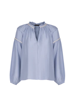 Cami Detail Long Sleeve Blouse - Blue Jeans -FemmeFab Shop CamiDetailLongSleeveBlouse flat