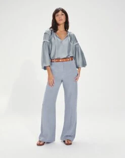 Cami Detail Long Sleeve Blouse - Blue Jeans -FemmeFab Shop CamiDetailLongSleeveBlouse front 1 2a1dcfbe 7cd2 4a51 b47b 4660e668435c