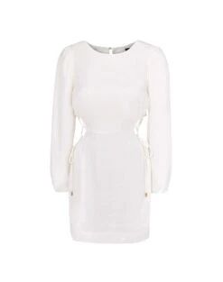 Carina Detail Short Dress - Off White -FemmeFab Shop Carina Detail Short Dress flat