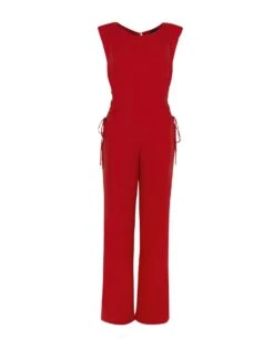 Carina Detail Jumpsuit - Red Pepper 14 Carina Detail Jumpsuit - Red Pepper -FemmeFab Shop CarinaDetailJumpsuit flat