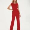 Carina Detail Jumpsuit - Red Pepper 1 Carina Detail Jumpsuit - Red Pepper -FemmeFab Shop CarinaDetailJumpsuit front