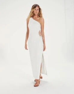 Carina Detail Long Dress - Off White