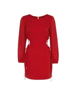 Carina Detail Short Dress - Red Pepper -FemmeFab Shop CarinaDetailShortDress flat
