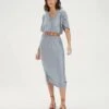 Ciara Detail Midi Dress - Blue Jeans 1 Ciara Detail Midi Dress - Blue Jeans -FemmeFab Shop CiaraDetailMidiDress front