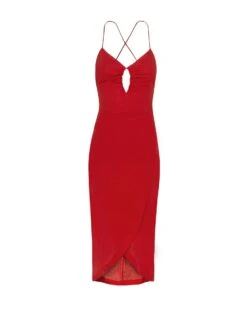 Cintia Midi Dress - Red Pepper -FemmeFab Shop CintiaMidiDress flat