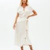 Claire Midi Dress - Off White 1 Claire Midi Dress - Off White -FemmeFab Shop Claire Detail Midi Dress