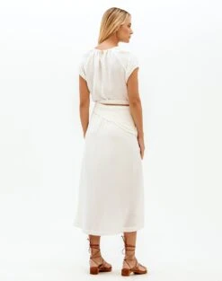 Claire Midi Dress - Off White -FemmeFab Shop Claire Detail Midi Dress5