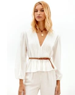 Clarice Blouse - White 15 Clarice Blouse - White -FemmeFab Shop Clarice Blouse4