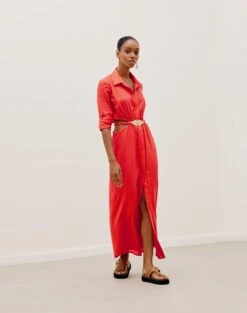 Dandara Detail Long Dress - Tomato