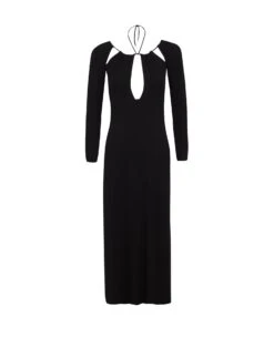 Donna Long Dress - Black 10 Donna Long Dress - Black -FemmeFab Shop Donna Flat