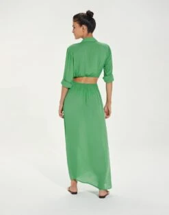 Flora Detail Long Cover Up - Cactus -FemmeFab Shop FloraDetailLongCoverUp back