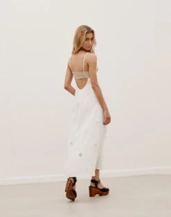 Goldie Long Dress - Natural 11 Goldie Long Dress - Natural -FemmeFab Shop GOLDIEDETAILLONGDRESS BACK