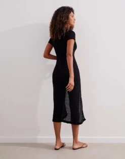 Hannah Midi Dress - Black -FemmeFab Shop HANNAHMIDIDRESS back faf0b441 16e5 45a4 b927 2d15d9f5e118