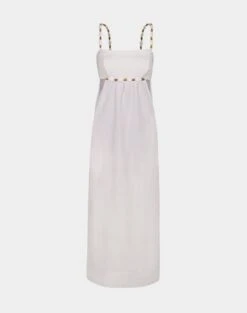 Isadora Detail Long Dress - Off White -FemmeFab Shop Isadora Detail Long Dress flat
