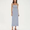 Isadora Detail Long Dress - Blue Jeans -FemmeFab Shop IsadoraDetailLongDress front