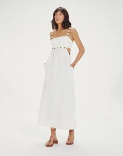 Isadora Detail Long Dress - Off White -FemmeFab Shop IsadoraDetailLongDress front e6b0ad4a 7fce 4b0b b43f 15db731bf252
