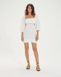 Isadora Detail Short Dress - Off White 11 Isadora Detail Short Dress - Off White -FemmeFab Shop IsadoraDetailShortDress front 3cb60b36 e21e 43b0 b2de 5b9e10167304