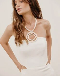 Jane Detail Long Dress - Off White -FemmeFab Shop JANEDETAILLONGDRESS DETAIL