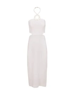Jane Detail Long Dress - Off White -FemmeFab Shop JANEDETAILLONGDRESS FLAT