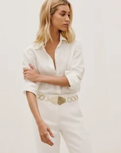 Jaque Long Sleeve Blouse - Off White -FemmeFab Shop JAQUELONGSLEEVEBLOUSE DETAIL 1