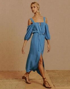 Jade Detail Midi Dress - Pacific -FemmeFab Shop Jade Detail Midi Dress 6