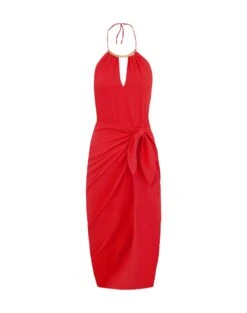 Luna Detail Midi Dress - Tomato 12 Luna Detail Midi Dress - Tomato -FemmeFab Shop LUNA DETAIL MIDI DRESS FLAT