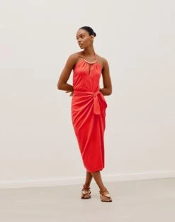Luna Detail Midi Dress - Tomato 13 Luna Detail Midi Dress - Tomato -FemmeFab Shop LUNA DETAIL MIDI DRESS FRONT c5b595ff 27a6 40af 8834 ad3561cf9132