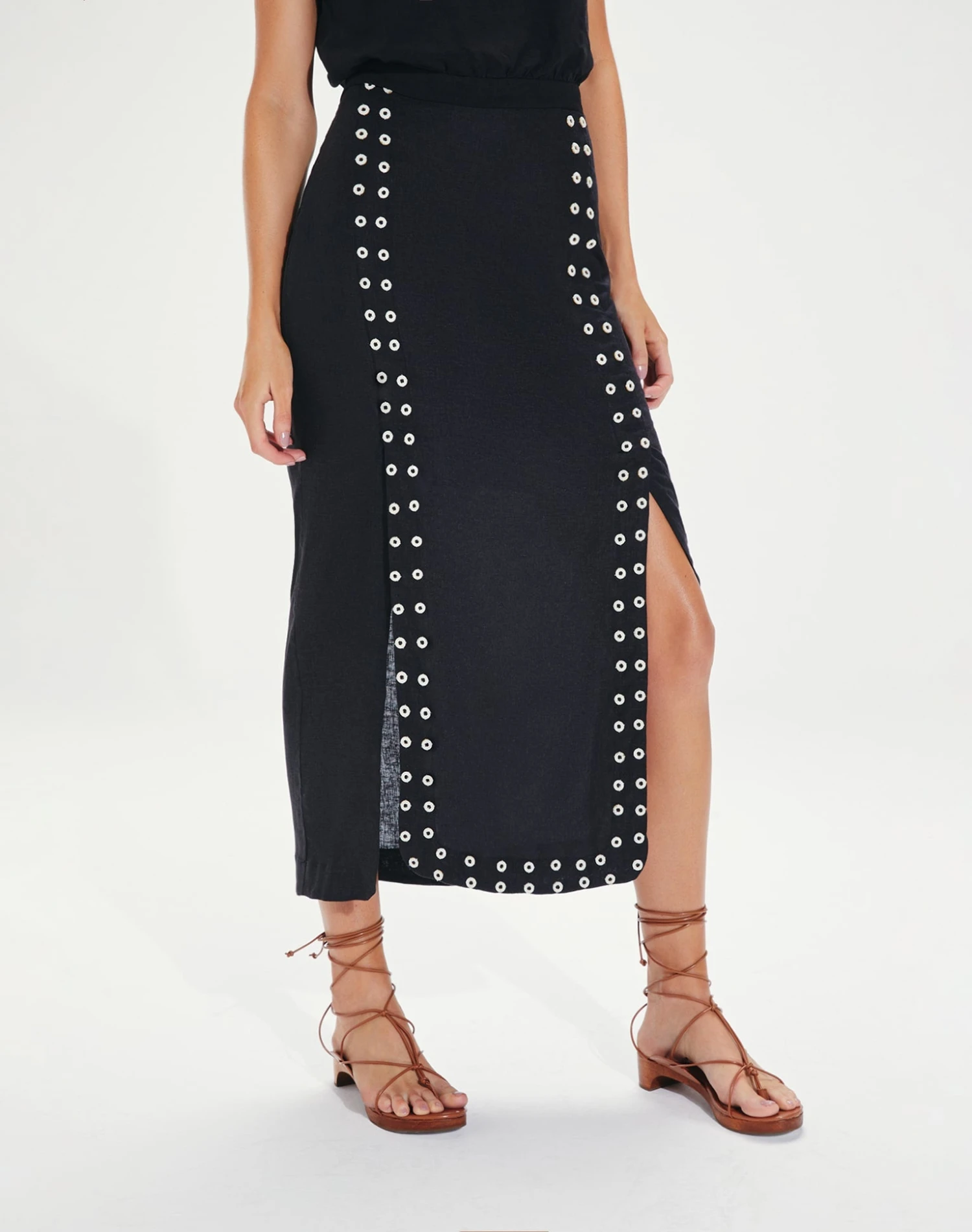 Lana Detail Midi Skirt - Black 6 Lana Detail Midi Skirt - Black - Image 4