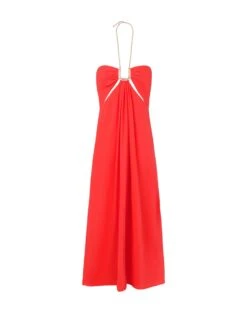 Maureen Detail Long Dress - Tomato -FemmeFab Shop Maureen Detail Long Dress FLAT