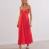 Maureen Detail Long Dress - Tomato -FemmeFab Shop Maureen Detail Long Dress front