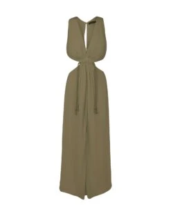 Nayara Long Dress - Pistachio -FemmeFab Shop NAYARA DETAIL LONG DRESS Flat
