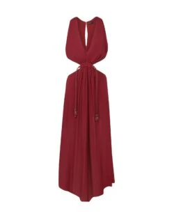 Nayara Long Dress - Cranberry 9 Nayara Long Dress - Cranberry -FemmeFab Shop NAYARADETAILLONGDRESS FLAT