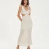 Noa Long Dress - Off White -FemmeFab Shop NoaLongDress front