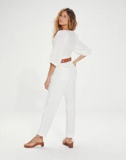 Norman Long Sleeve Blouse - Off White 15 Norman Long Sleeve Blouse - Off White -FemmeFab Shop NormanLongSleeveBlouse back 1